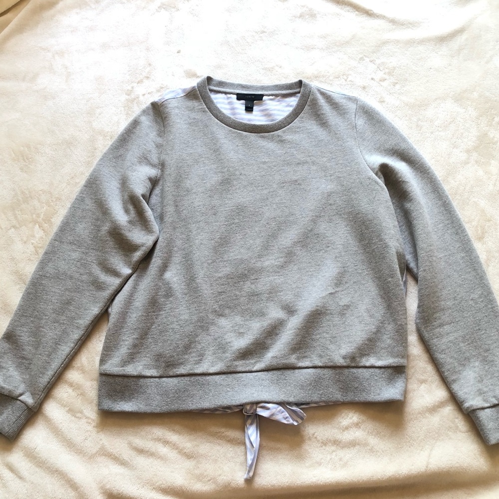 JCREW Grey Pullover with Striped/ Buttoned Back
